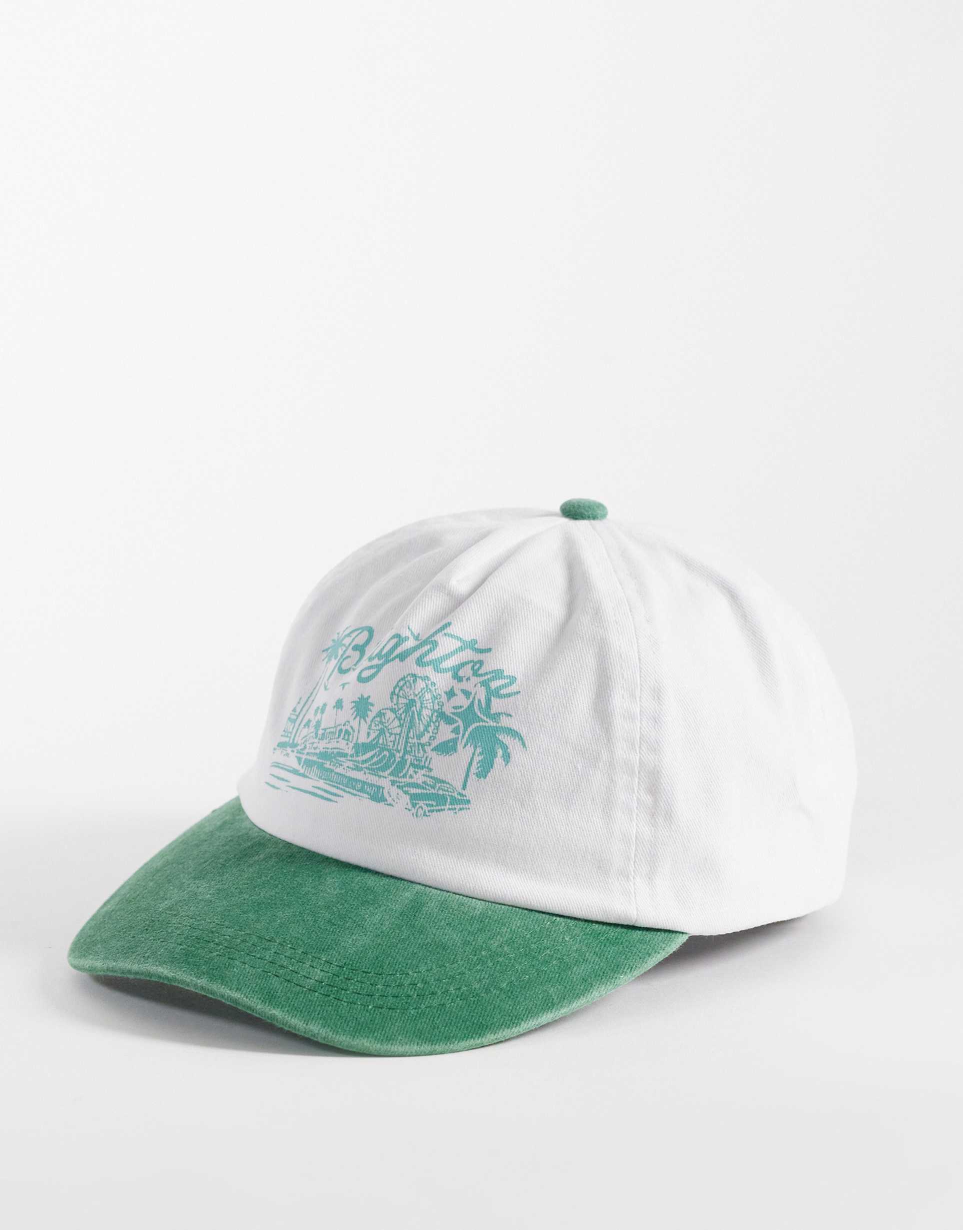 reclaimed vintage unisex cap with brighton print in green