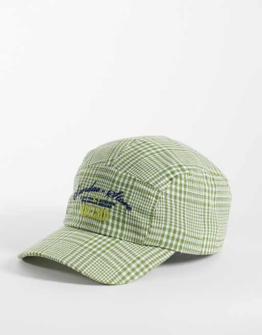 Reclaimed Vintage unisex cap with ice cream branding in green gingham