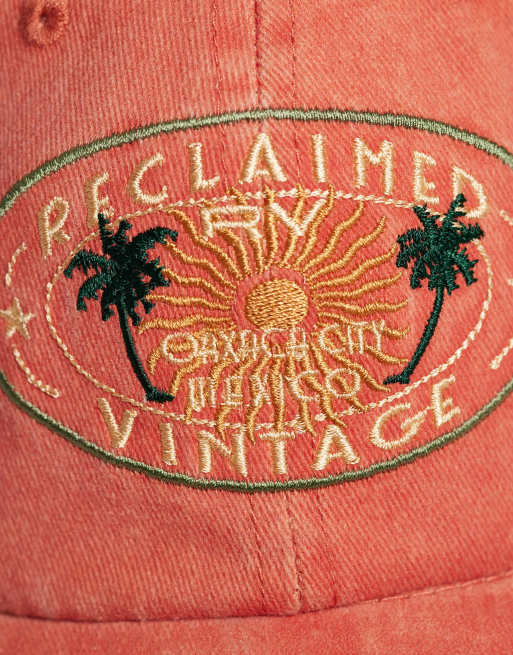 Reclaimed Vintage unisex cap with vacation print in washed orange, 2 of 3