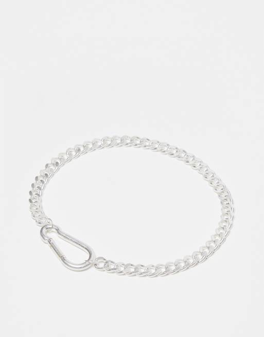 Reclaimed Vintage unisex carabiner chain necklace in silver, 4 of 4
