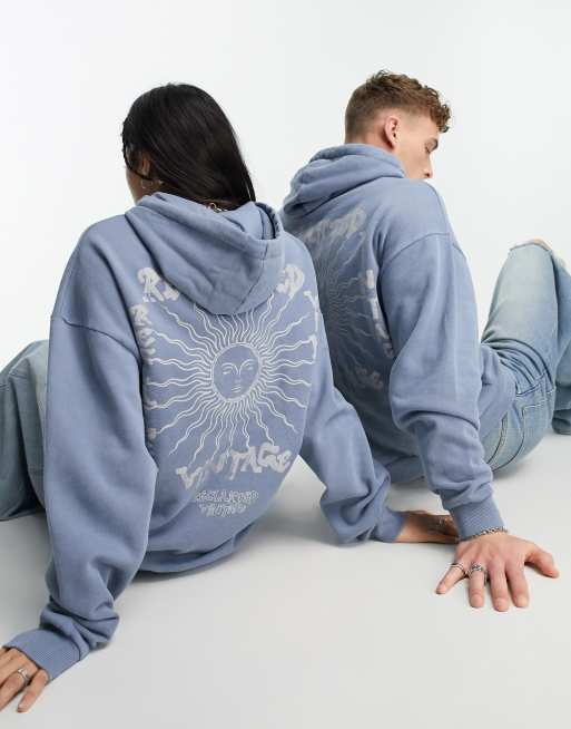 Reclaimed Vintage unisex celestial hoodie in blue ASOS