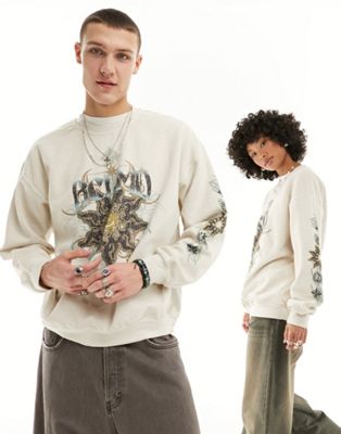 Reclaimed Vintage unisex celestial sweat in washed stone-Neutral