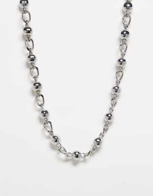 Reclaimed Vintage Unisex Chain And Ball Necklace In Metallic