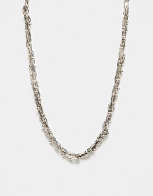 Reclaimed Vintage unisex chain dot necklace in burnished silver - ASOS Price Checker