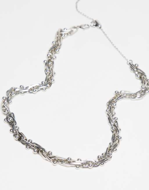 Reclaimed Vintage unisex chain dot necklace in burnished silver