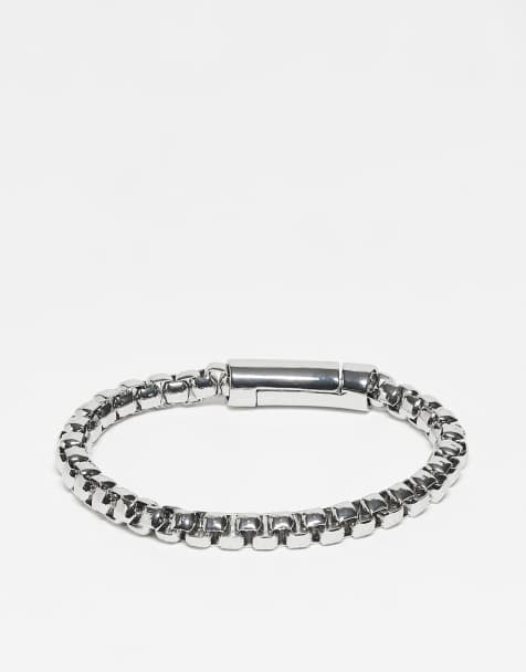 Reclaimed Vintage Unisex chain link bracelet in silver - view 1