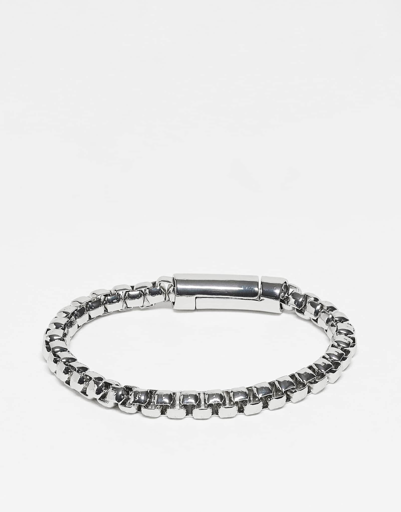 Восстановленный винтажный браслет-цепочка унисекс из серебра