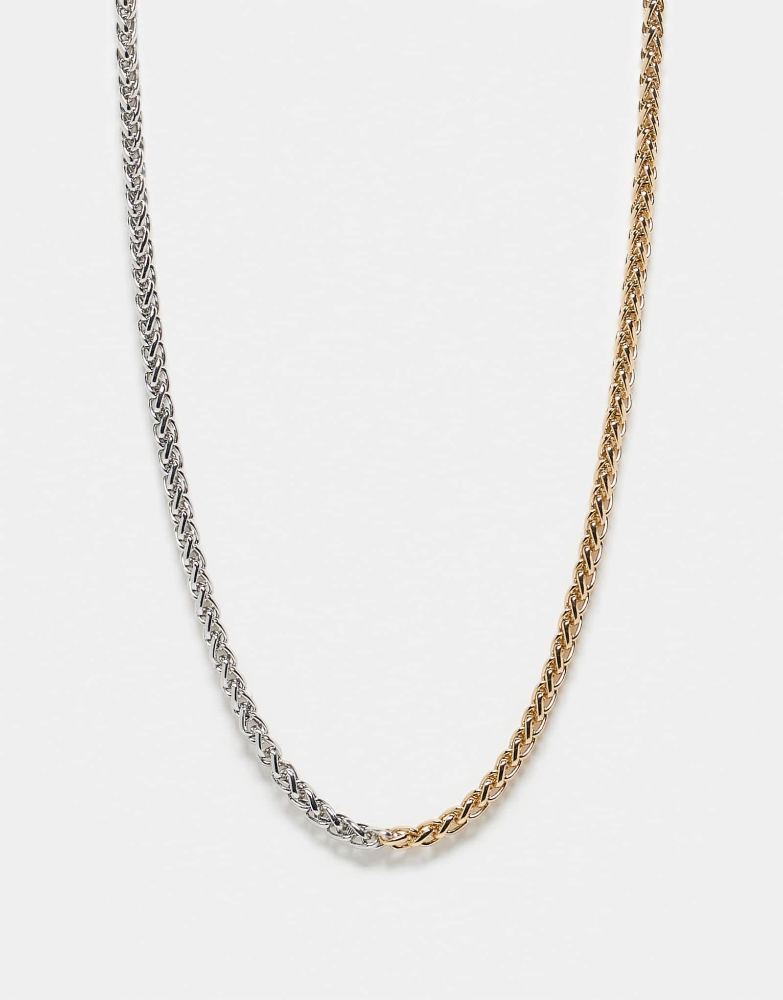 Восстановленное винтажное ожерелье-цепочка унисекс в смешанных золотых и серебряных тонах