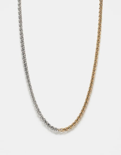 Reclaimed Vintage Unisex chain necklace in mixed gold and silver tones