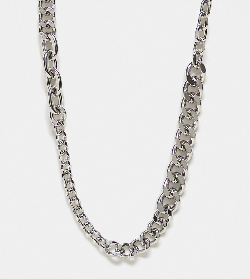Reclaimed Vintage unisex chain necklace in stainless steel-Silver