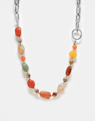 Reclaimed Vintage Unisex Chain Necklace With Colorful Beads