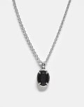 [Reclaimed Vintage] Reclaimed Vintage unisex chain necklace with faux black stone pendant in silver One Size silver