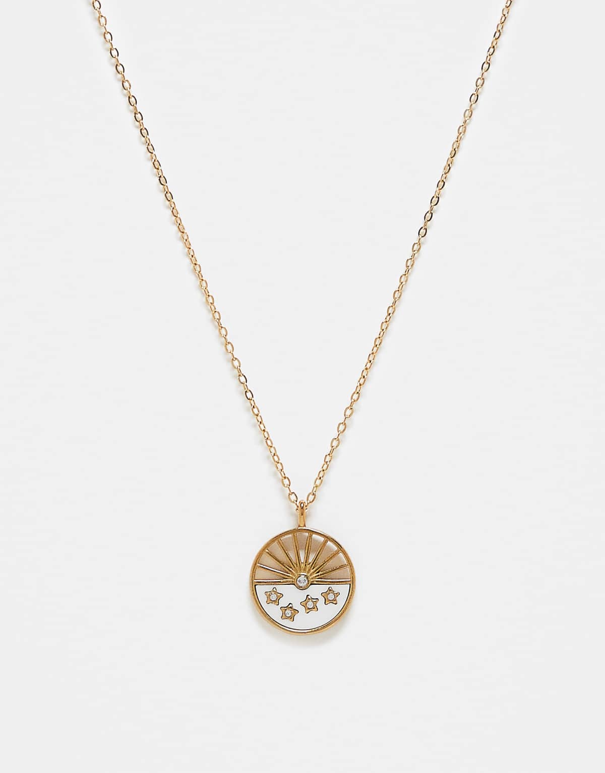 Reclaimed Vintage unisex chain necklace with moonstone and stars in gold