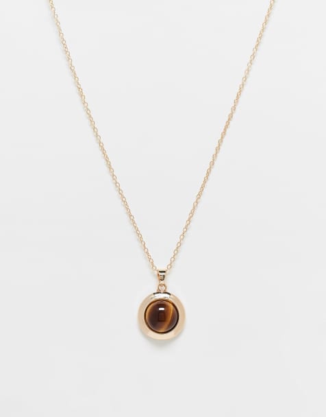 Reclaimed Vintage unisex chain necklace with pendant in gold - view 1