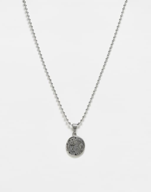 Reclaimed Vintage unisex chain necklace with pendant in stainless steel