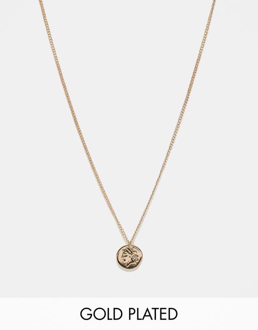 Reclaimed Vintage unisex chain with signet pendant in gold