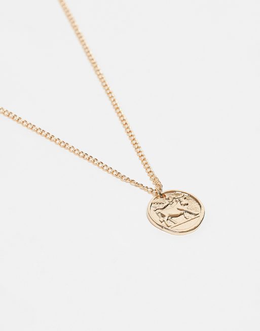 Reclaimed Vintage unisex chain with signet pendant in gold | ASOS