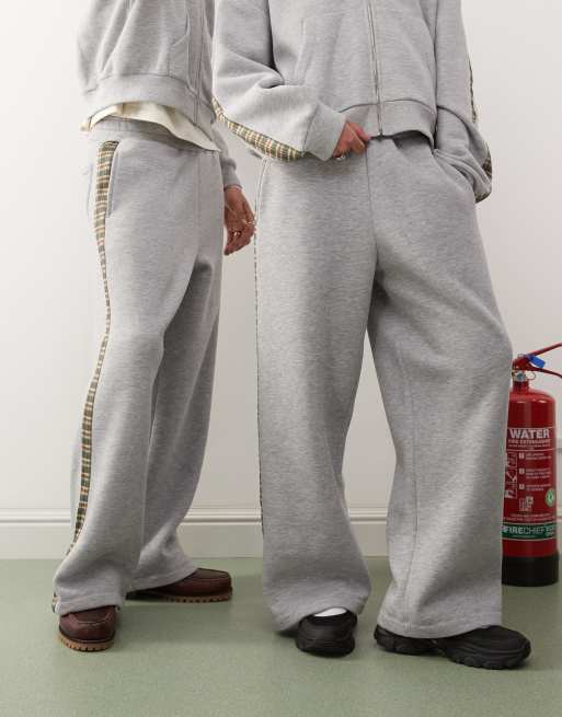 Reclaimed Vintage unisex check side set in grey marl