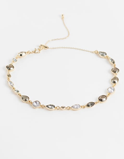 Reclaimed Vintage – Unisex-Choker-Halskette mit Strasssteinen - view 1