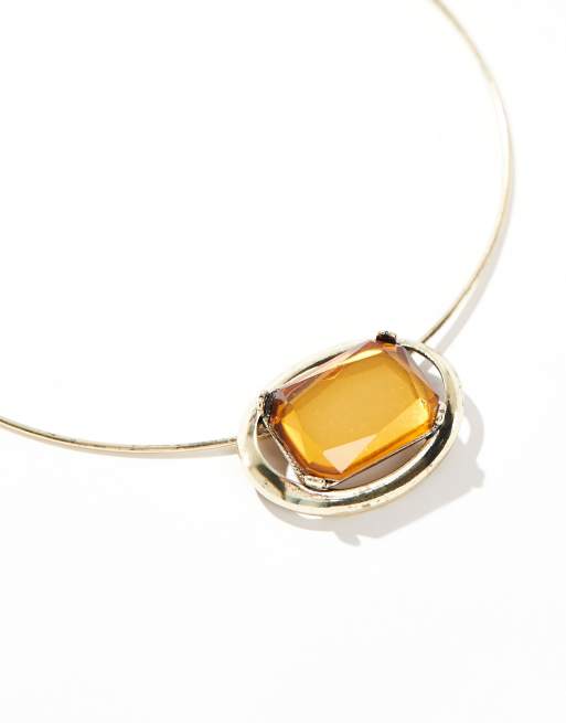 Amber stone necklace sale