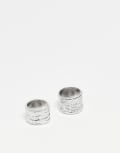 [Reclaimed Vintage] Reclaimed Vintage unisex chunky 2 pack rings in silver XL/XXL silver