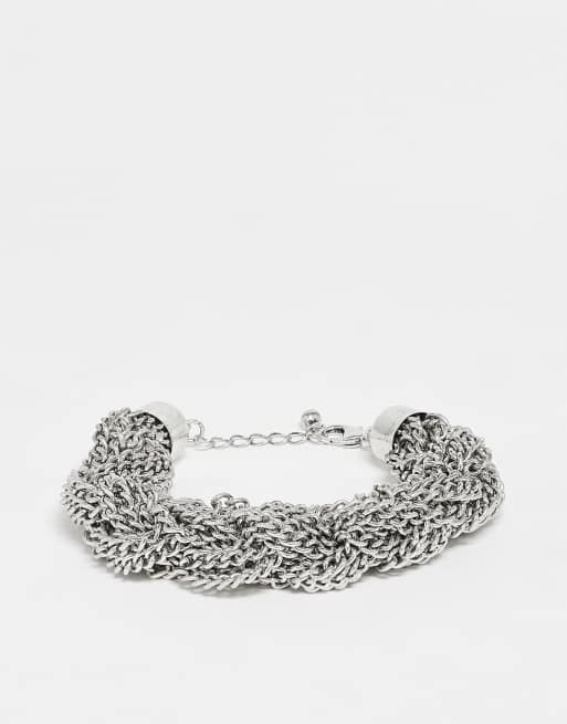 Reclaimed Vintage Unisex chunky bracelet in silver tone