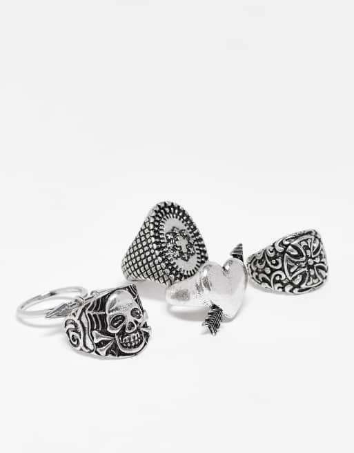 Reclaimed Vintage unisex chunky grunge ring pack 