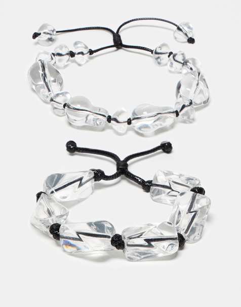 Reclaimed Vintage unisex clear beaded 2 pack bracelets - view 1