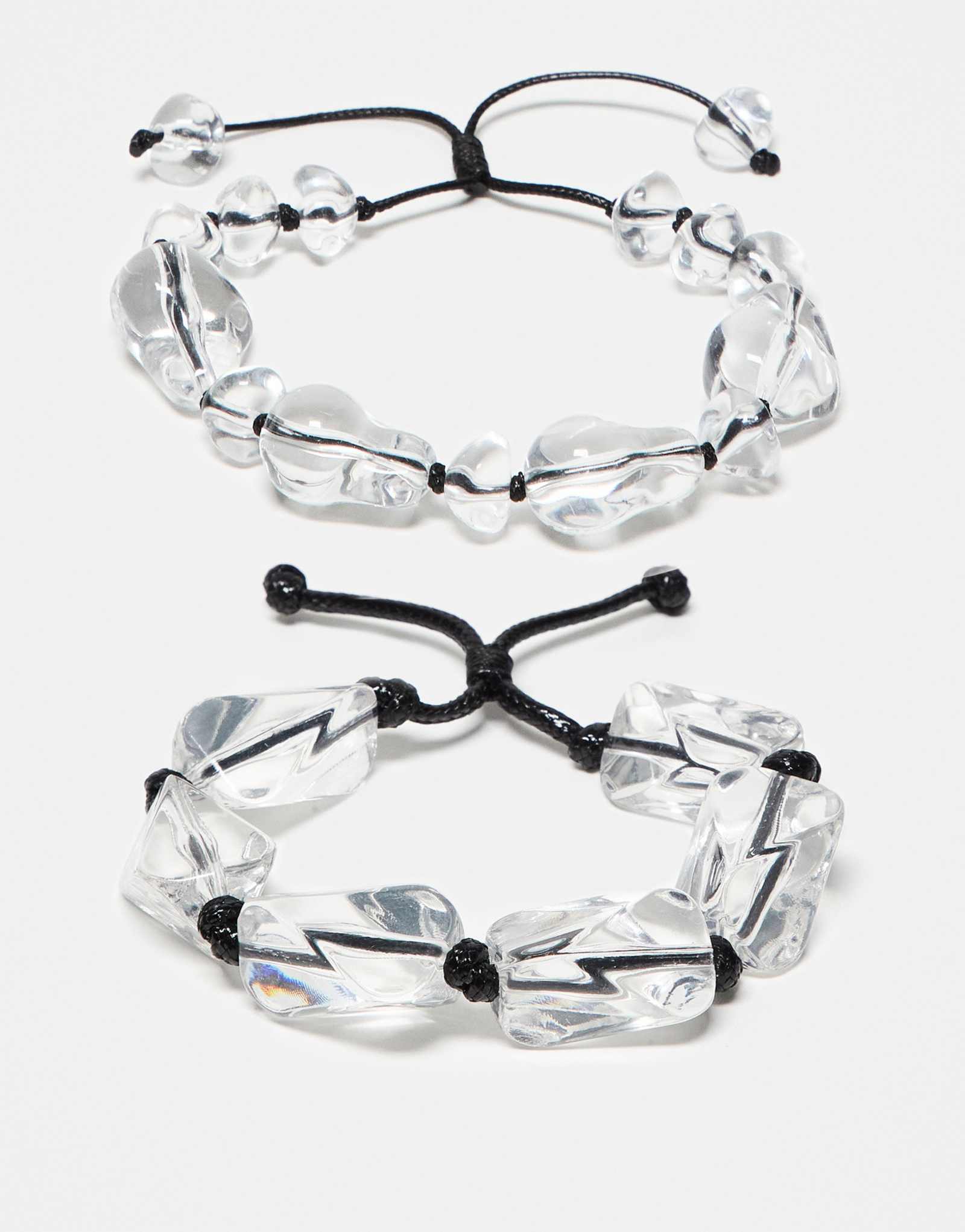 Восстановленные винтажные браслеты унисекс из прозрачного бисера, 2 упаковки