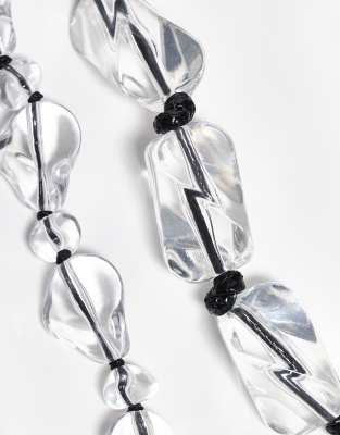 Reclaimed Vintage Unisex Clear Beaded 2 Pack Bracelets In Transparent