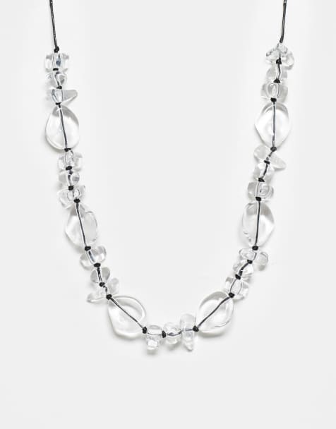 Reclaimed Vintage unisex clear beaded necklace - view 1