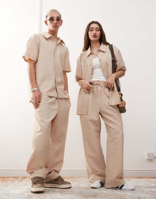 Reclaimed Vintage unisex co-ord with contrast stitch in stone