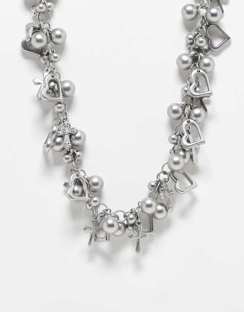 Reclaimed Vintage Unisex - Collana color argento con charms - view 1