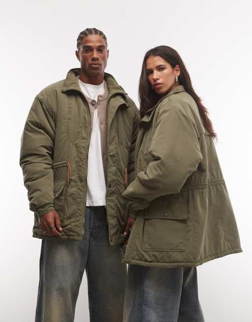 Reclaimed Vintage unisex contrast toggle waist green jacket, 2 of 4