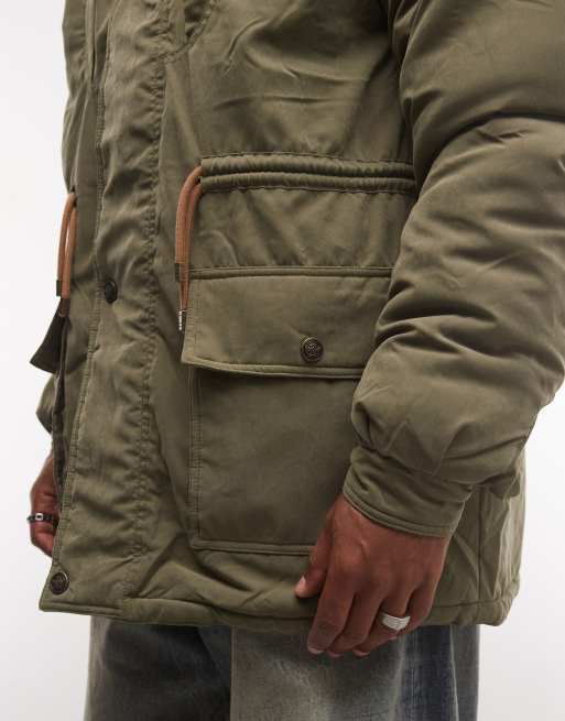Reclaimed Vintage unisex contrast toggle waist green jacket, 3 of 4