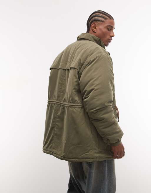 Reclaimed Vintage unisex contrast toggle waist green jacket, 4 of 4