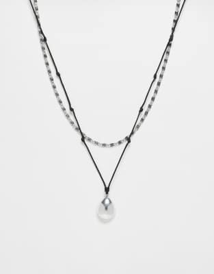Reclaimed Vintage Unisex Cord 2 Row Necklace