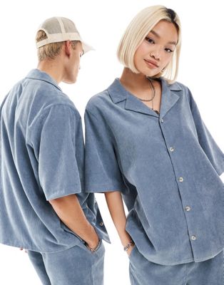Reclaimed Vintage unisex cord shirt in blue co-ord