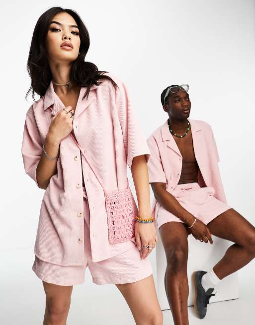 Reclaimed Vintage unisex cord shirt in pink, 2 of 4