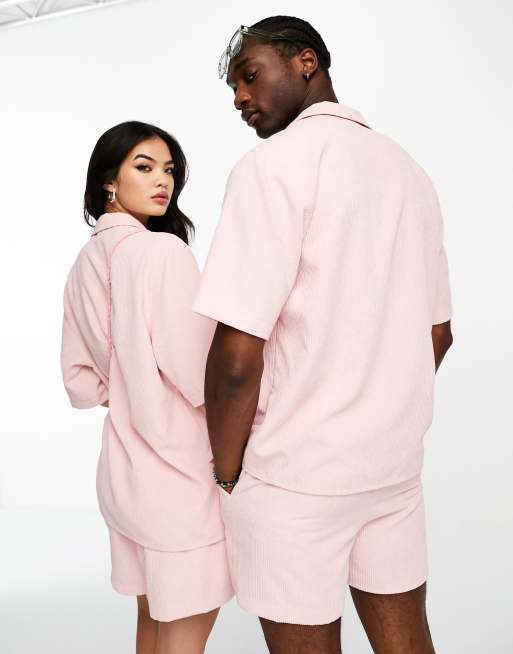 Reclaimed Vintage unisex cord shirt in pink, 3 of 4