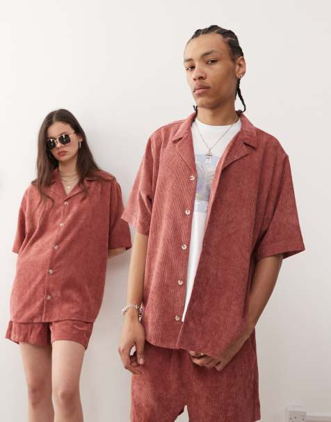Reclaimed Vintage unisex cord shirt in pink - view 1