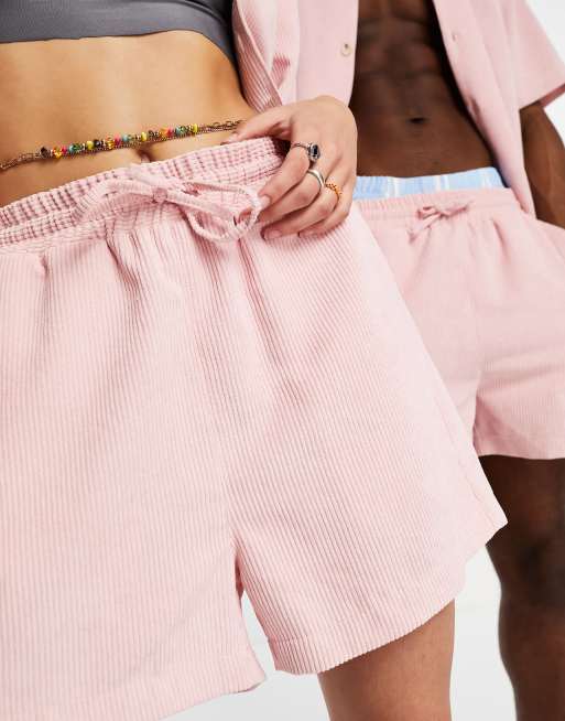 Pink cord shorts 2025