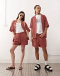 [Reclaimed Vintage] Reclaimed Vintage unisex cord shorts in pink S Mauve