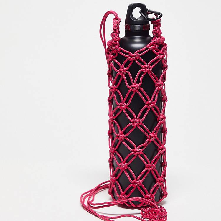 Reclaimed Vintage unisex crochet bottle holder in pink | ASOS