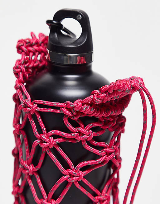 Reclaimed Vintage unisex crochet bottle holder in pink | ASOS