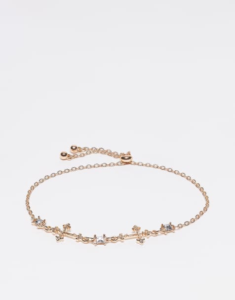 Reclaimed Vintage unisex cross chain bracelet in gold - view 1