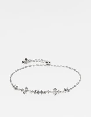 Reclaimed Vintage Unisex Cross Chain Bracelet In Silver