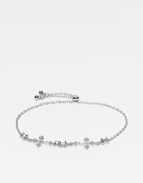 Reclaimed Vintage unisex cross chain bracelet in silver - view 1