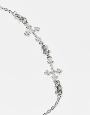 Reclaimed Vintage Unisex Cross Chain Bracelet In Silver