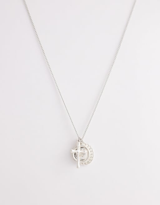 Reclaimed Vintage unisex cross charm necklace in silver